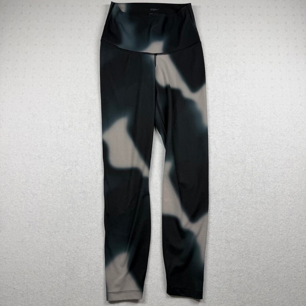 Nike Yoga Dri-FIT Womens Leggings Size Small Black Gray Abstract Print High Rise